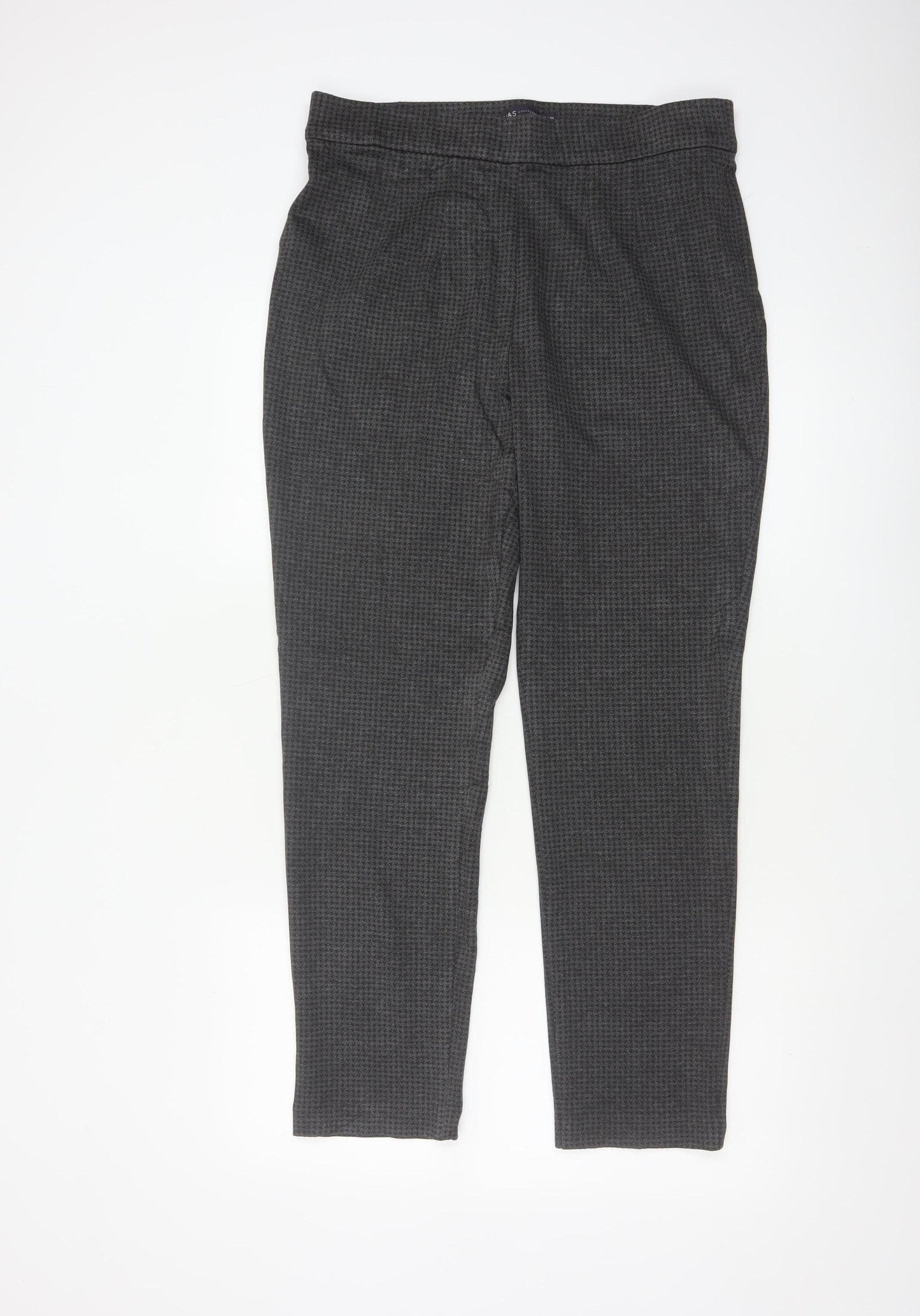 Marks and Spencer Women’s Grey Houndstooth Tall Slim Trousers Size 14