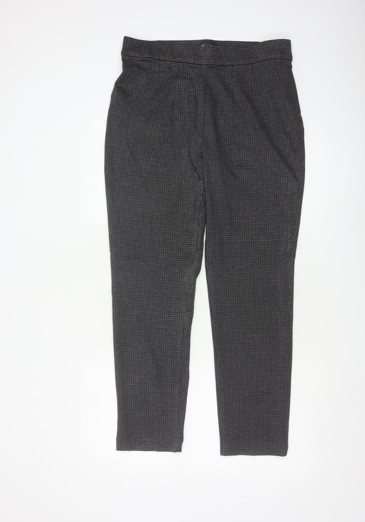 Marks and Spencer Women’s Grey Houndstooth Tall Slim Trousers Size 14