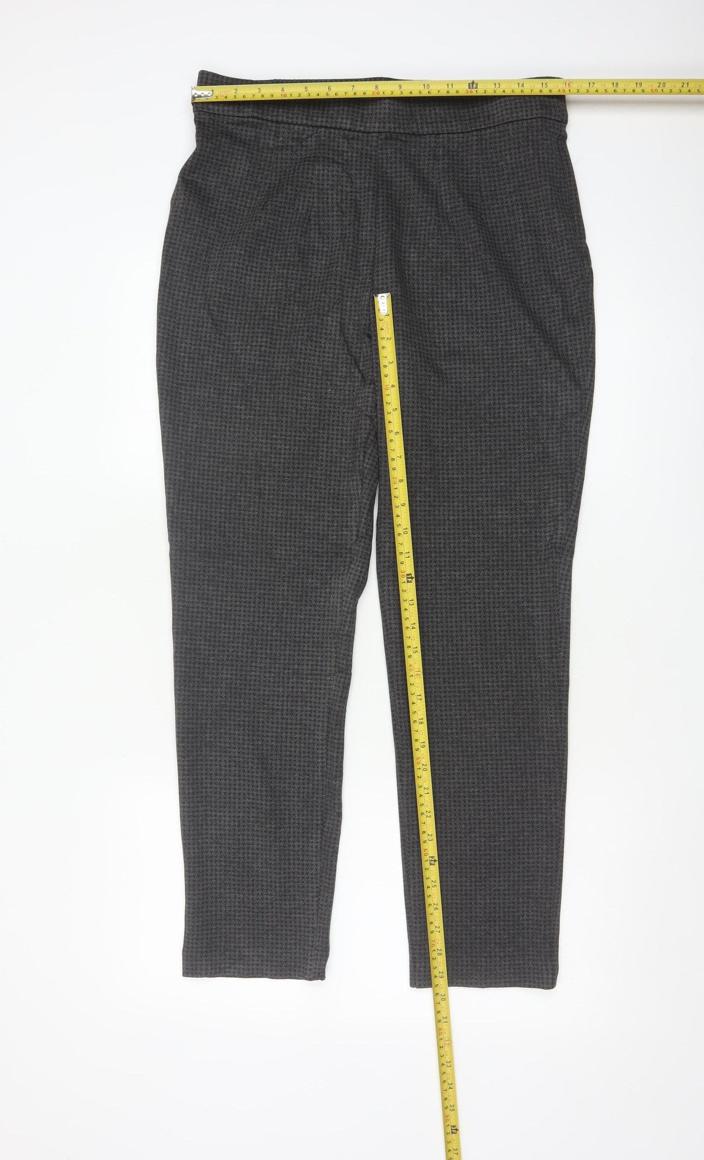 Marks and Spencer Women’s Grey Houndstooth Tall Slim Trousers Size 14