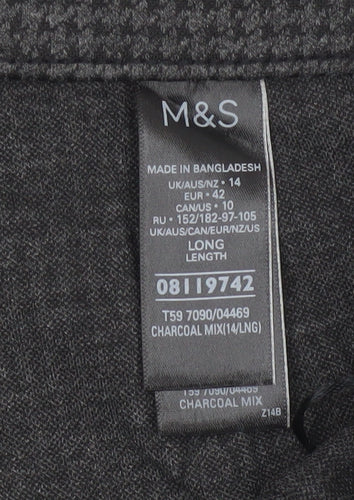 Marks and Spencer Women’s Grey Houndstooth Tall Slim Trousers Size 14