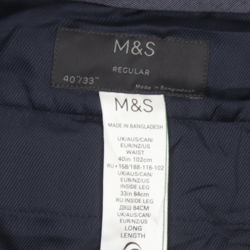 Marks and Spencer Men's Blue Regular Fit Dress Pants 40x33