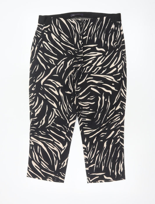 Marks and Spencer Women’s Black Animal Print Cropped Trousers Size 12