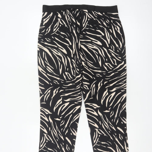 Marks and Spencer Women’s Black Animal Print Cropped Trousers Size 12