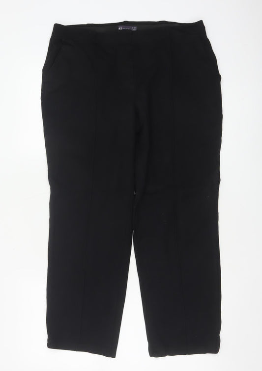Marks and Spencer Women’s Black Size 14 Straight Leg Stretch Trousers