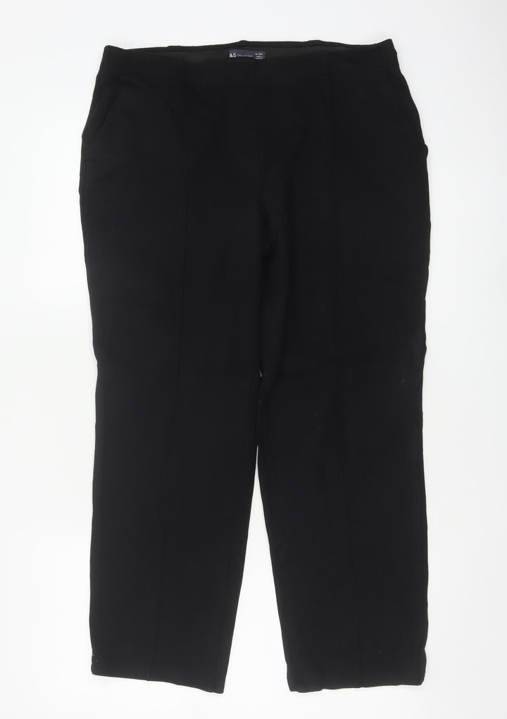 Marks and Spencer Women’s Black Size 14 Straight Leg Stretch Trousers