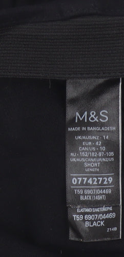 Marks and Spencer Women’s Black Size 14 Straight Leg Stretch Trousers