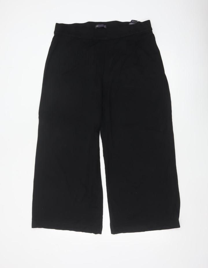 Marks and Spencer Womens Black Size 18 Wide-Leg Trousers
