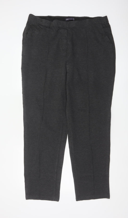 Marks and Spencer Women's Grey Stretch Straight Jersey Trousers Size 20