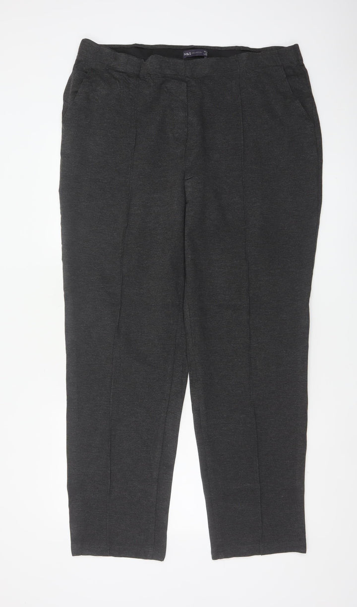 Marks and Spencer Women's Grey Stretch Straight Jersey Trousers Size 20