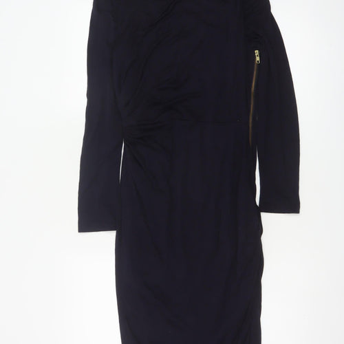 Whistles Women's Black Wool Blend Knee Length Sheath Dress Size 10