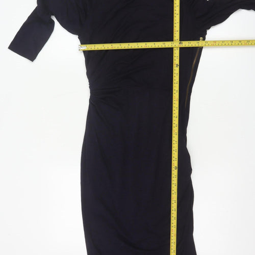 Whistles Women's Black Wool Blend Knee Length Sheath Dress Size 10