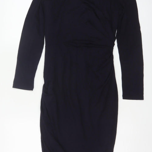 Whistles Women's Black Wool Blend Knee Length Sheath Dress Size 10
