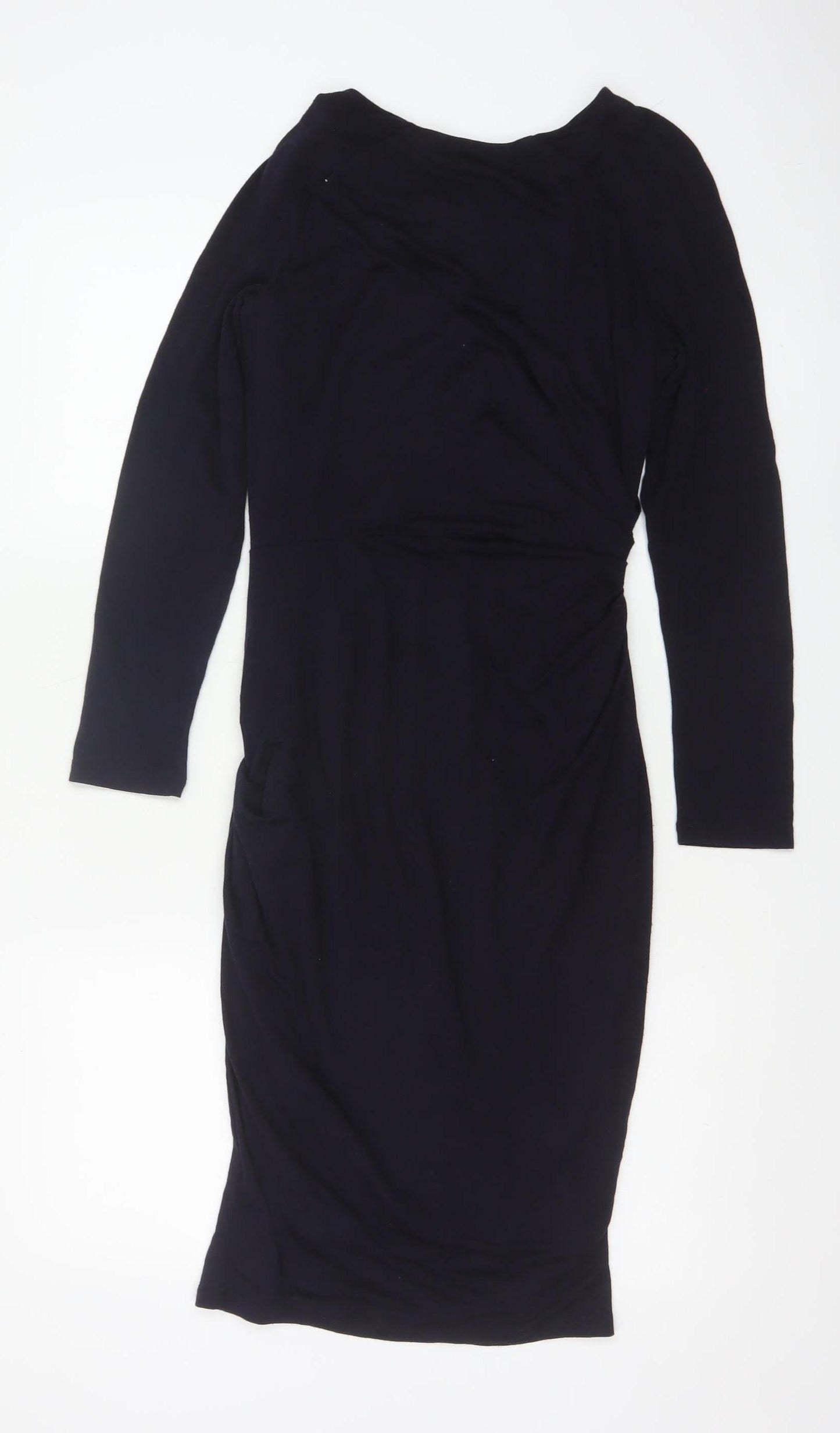 Whistles Women's Black Wool Blend Knee Length Sheath Dress Size 10