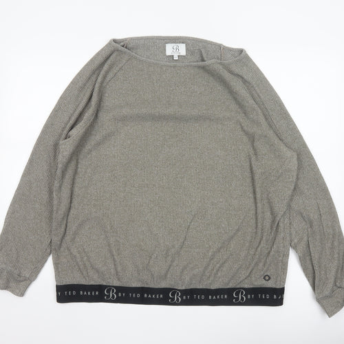 Ted Baker Women’s Grey Knit Jersey Long Sleeve Top Size 18
