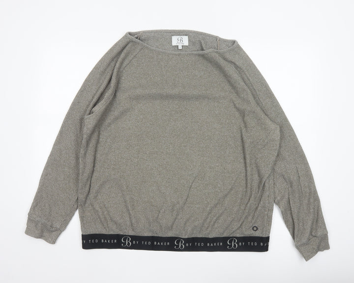Ted Baker Women’s Grey Knit Jersey Long Sleeve Top Size 18