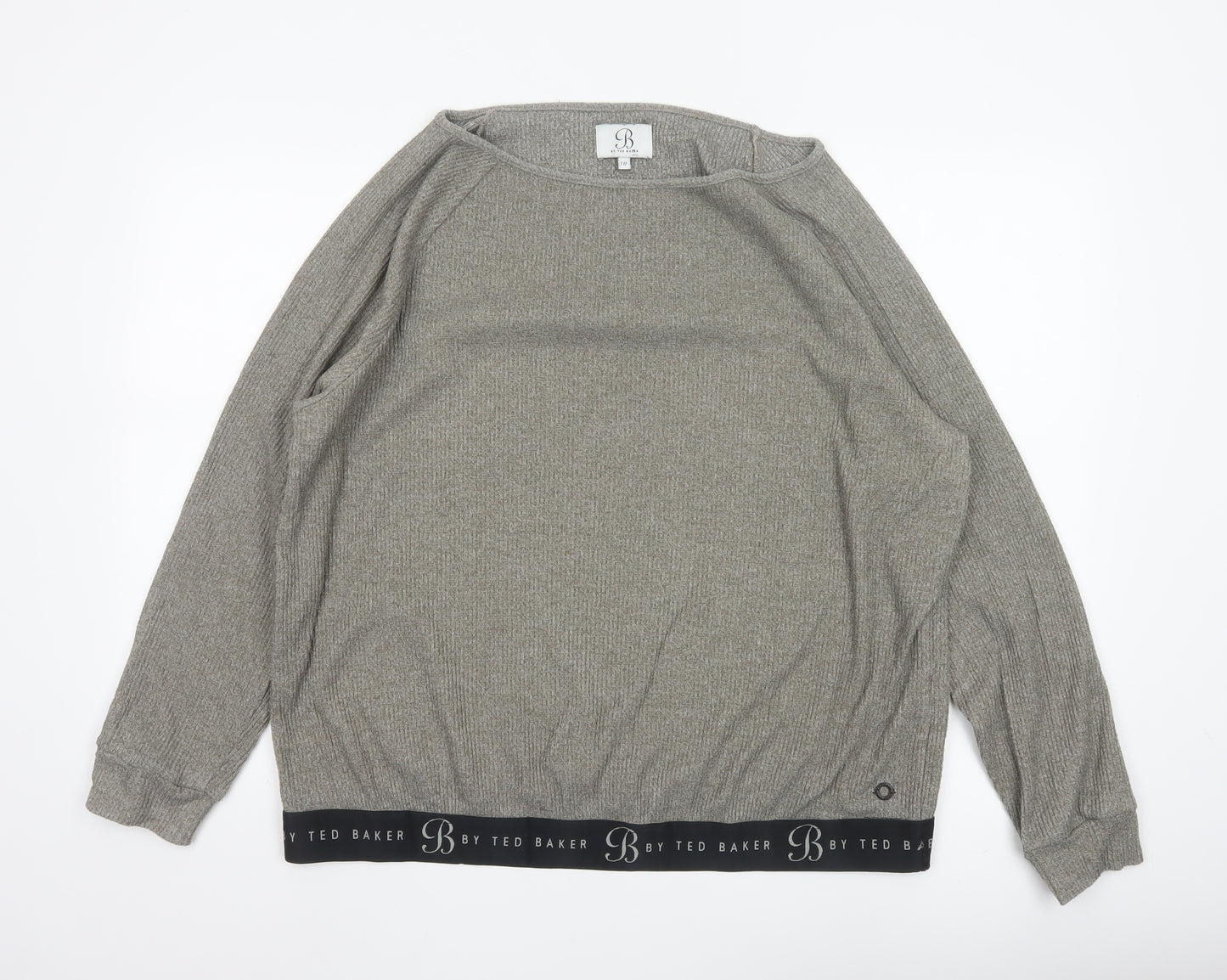 Ted Baker Women’s Grey Knit Jersey Long Sleeve Top Size 18