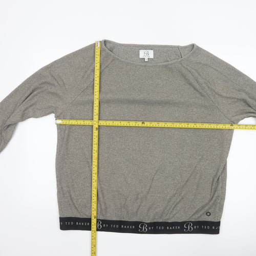 Ted Baker Women’s Grey Knit Jersey Long Sleeve Top Size 18