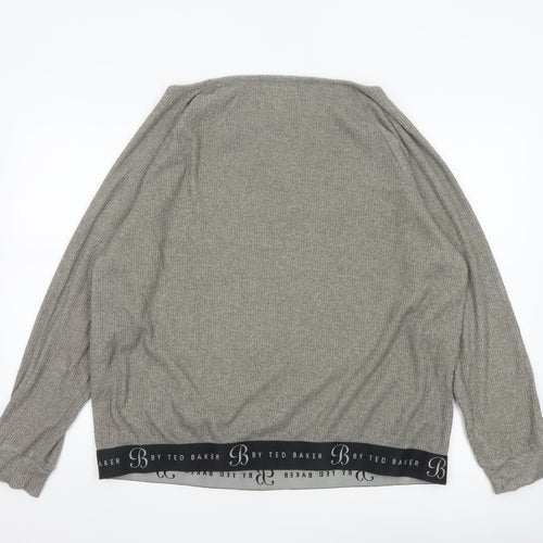 Ted Baker Women’s Grey Knit Jersey Long Sleeve Top Size 18
