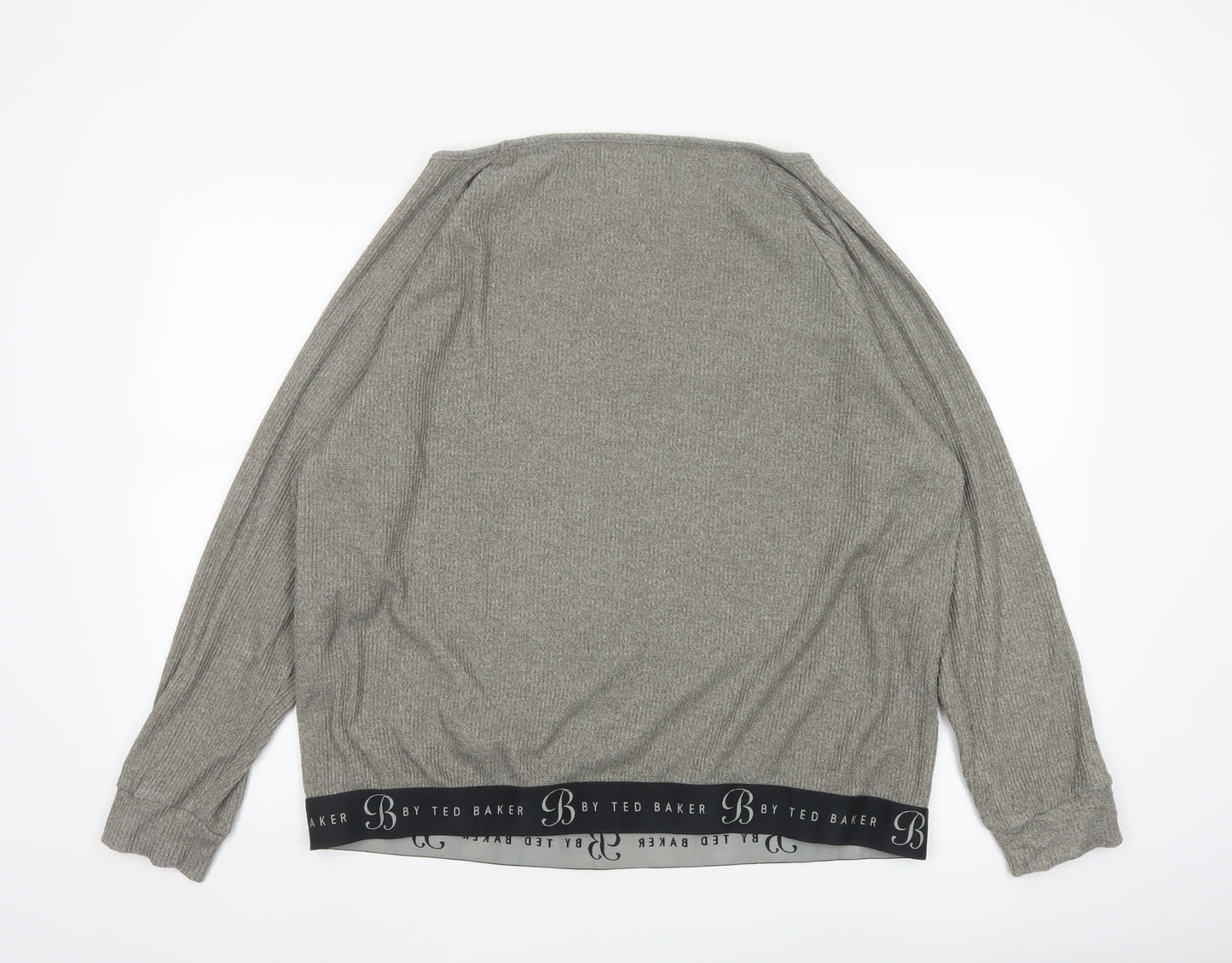 Ted Baker Women’s Grey Knit Jersey Long Sleeve Top Size 18