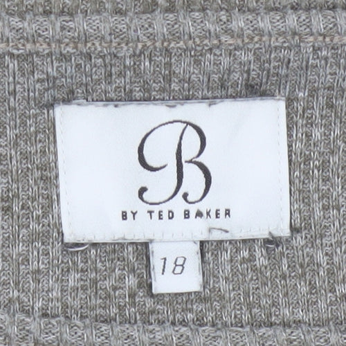 Ted Baker Women’s Grey Knit Jersey Long Sleeve Top Size 18