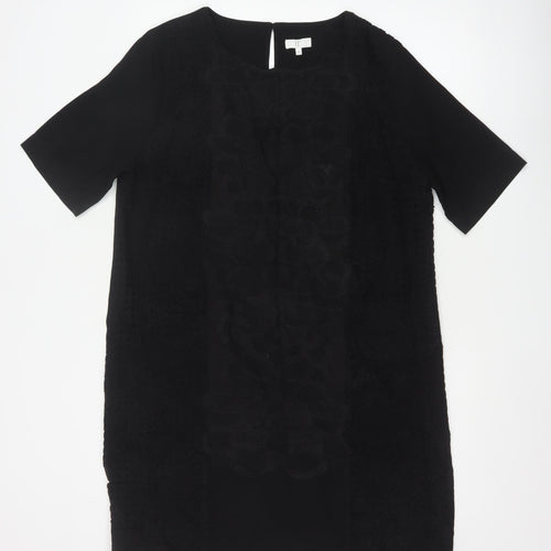 CC Women Black Size 16 Shift Lace Trim Knee Length Dress