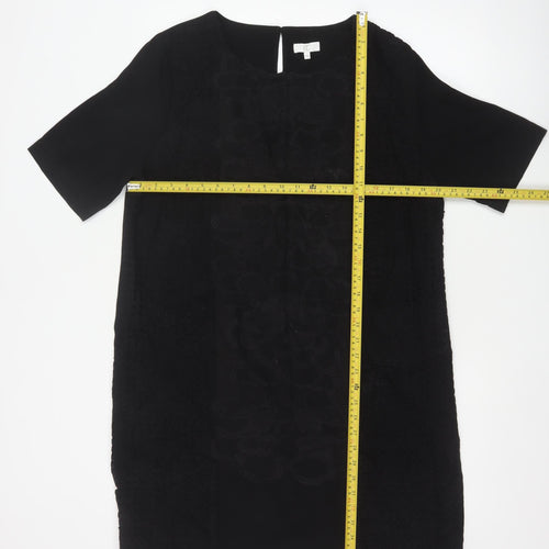 CC Women Black Size 16 Shift Lace Trim Knee Length Dress