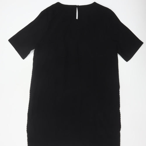 CC Women Black Size 16 Shift Lace Trim Knee Length Dress