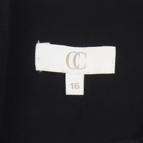 CC Women Black Size 16 Shift Lace Trim Knee Length Dress