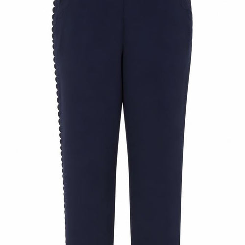 Ted Baker Women Navy Blue Scallop Trim Ankle Trousers Size 16 Polyester
