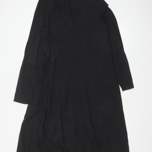 Crea Concept Women’s Black Jersey Shift Dress Size 12 Long Sleeve