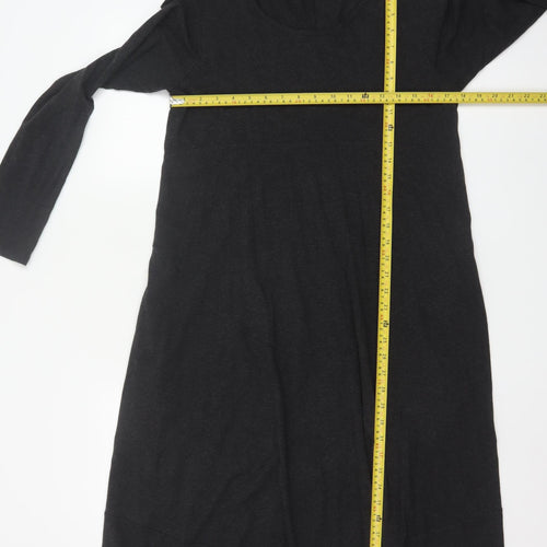 Crea Concept Women’s Black Jersey Shift Dress Size 12 Long Sleeve