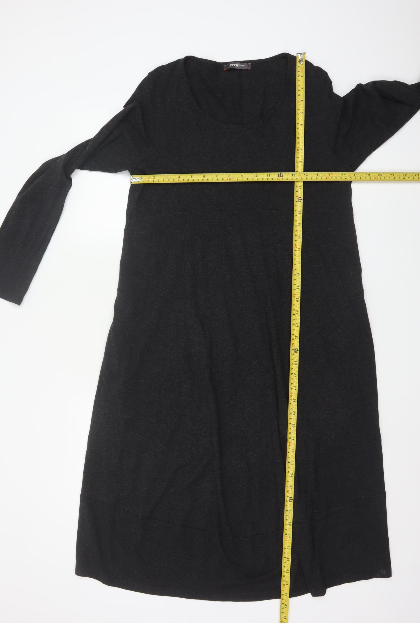 Crea Concept Women’s Black Jersey Shift Dress Size 12 Long Sleeve