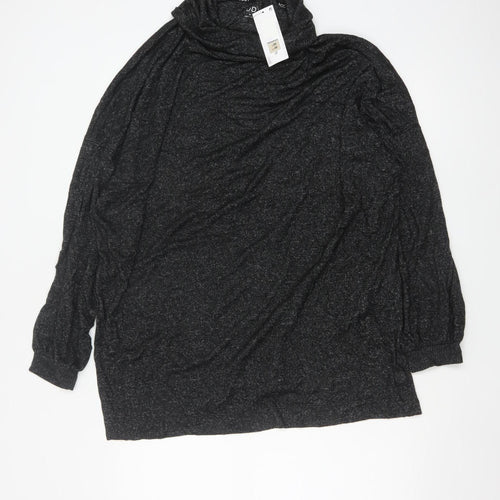 Marks and Spencer Women’s Black Roll Neck Long Sleeve Jersey Nightshirt Size 20