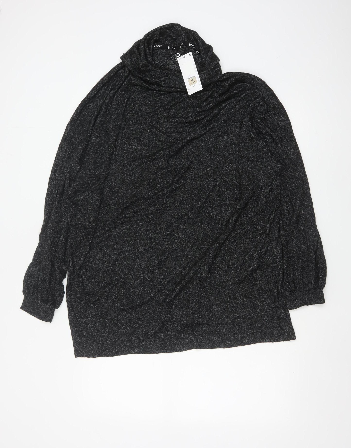 Marks and Spencer Women’s Black Roll Neck Long Sleeve Jersey Nightshirt Size 20