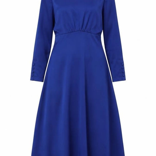 Marks and Spencer Women's Blue Midi A-Line Dress Size 8 Long Sleeve