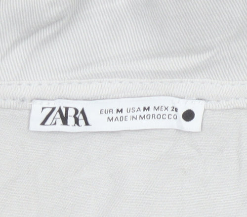 Zara Women Ivory Lyocell Collared Belted Long Sleeve Jumpsuit Size 12