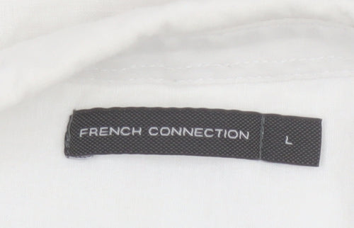 French Connection Men's White Linen Cotton Short Sleeve Shirt L