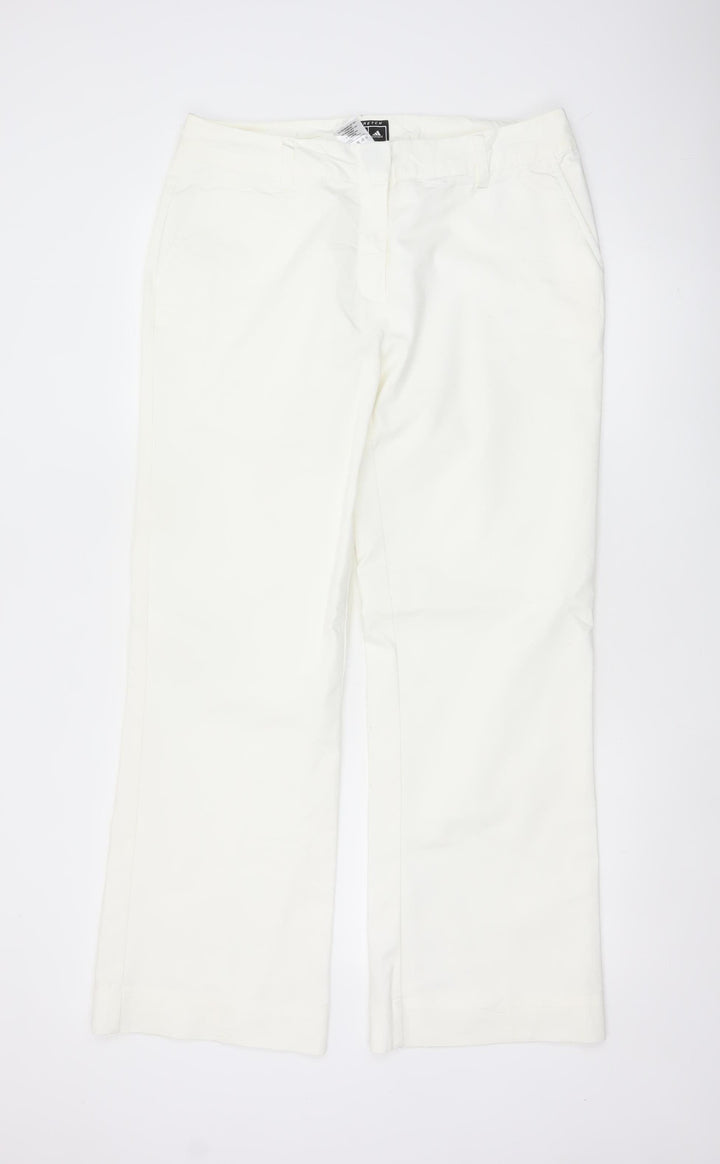 Adidas Women White Size 16 Straight Leg Cotton Blend Trousers