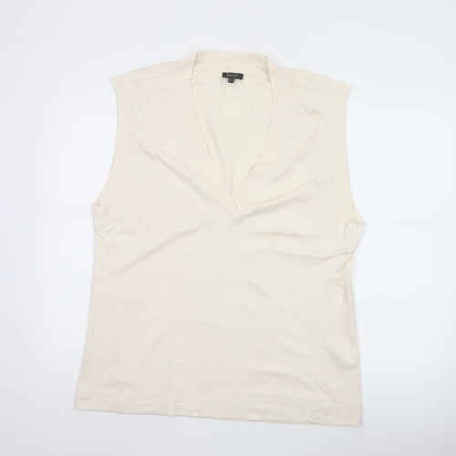 Massimo Dutti Women's Ivory Sleeveless V-Neck Blouse Size S