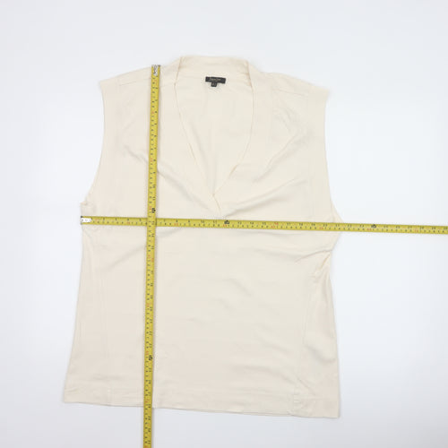 Massimo Dutti Women's Ivory Sleeveless V-Neck Blouse Size S