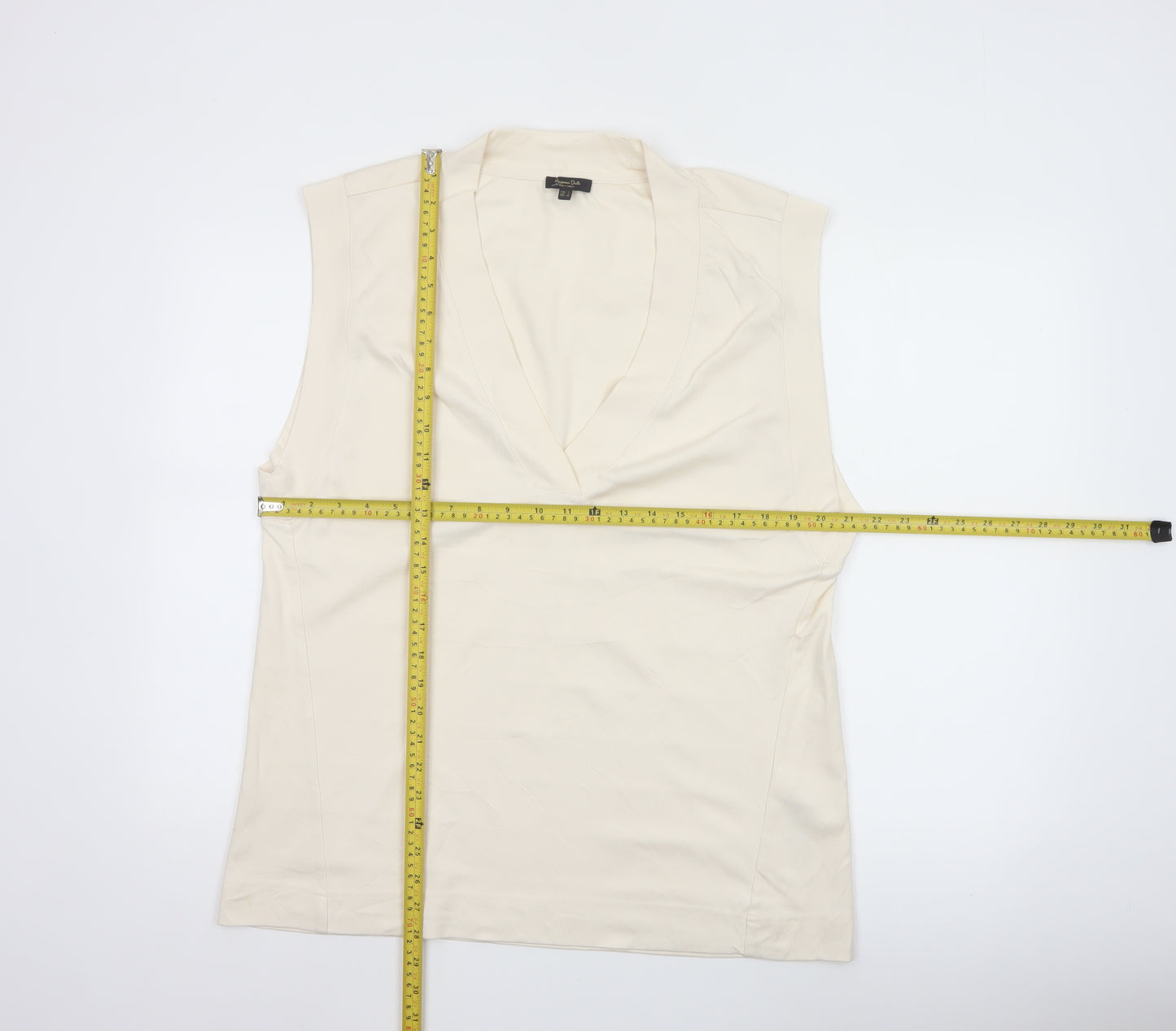 Massimo Dutti Women's Ivory Sleeveless V-Neck Blouse Size S