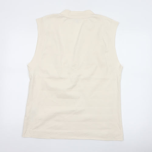 Massimo Dutti Women's Ivory Sleeveless V-Neck Blouse Size S