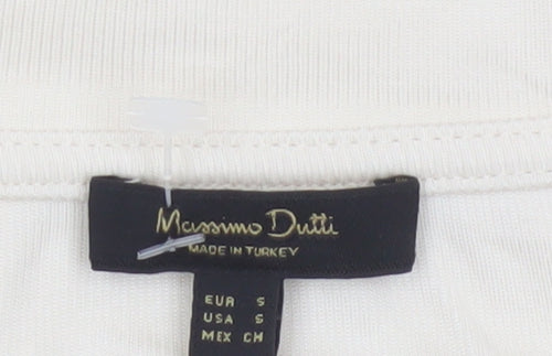 Massimo Dutti Women's Ivory Sleeveless V-Neck Blouse Size S