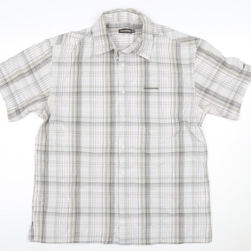 Craghoppers Men's Grey Check Short Sleeve Button-Up Shirt L
