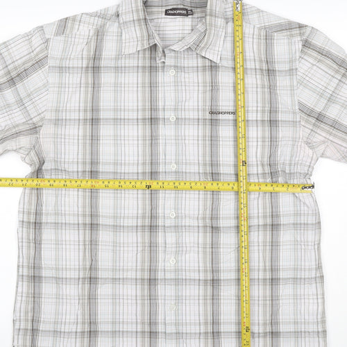 Craghoppers Men's Grey Check Short Sleeve Button-Up Shirt L
