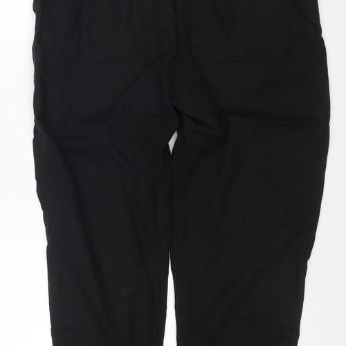 Marks and Spencer Women's Black Linen Blend Jogger Trousers Size 18 Short