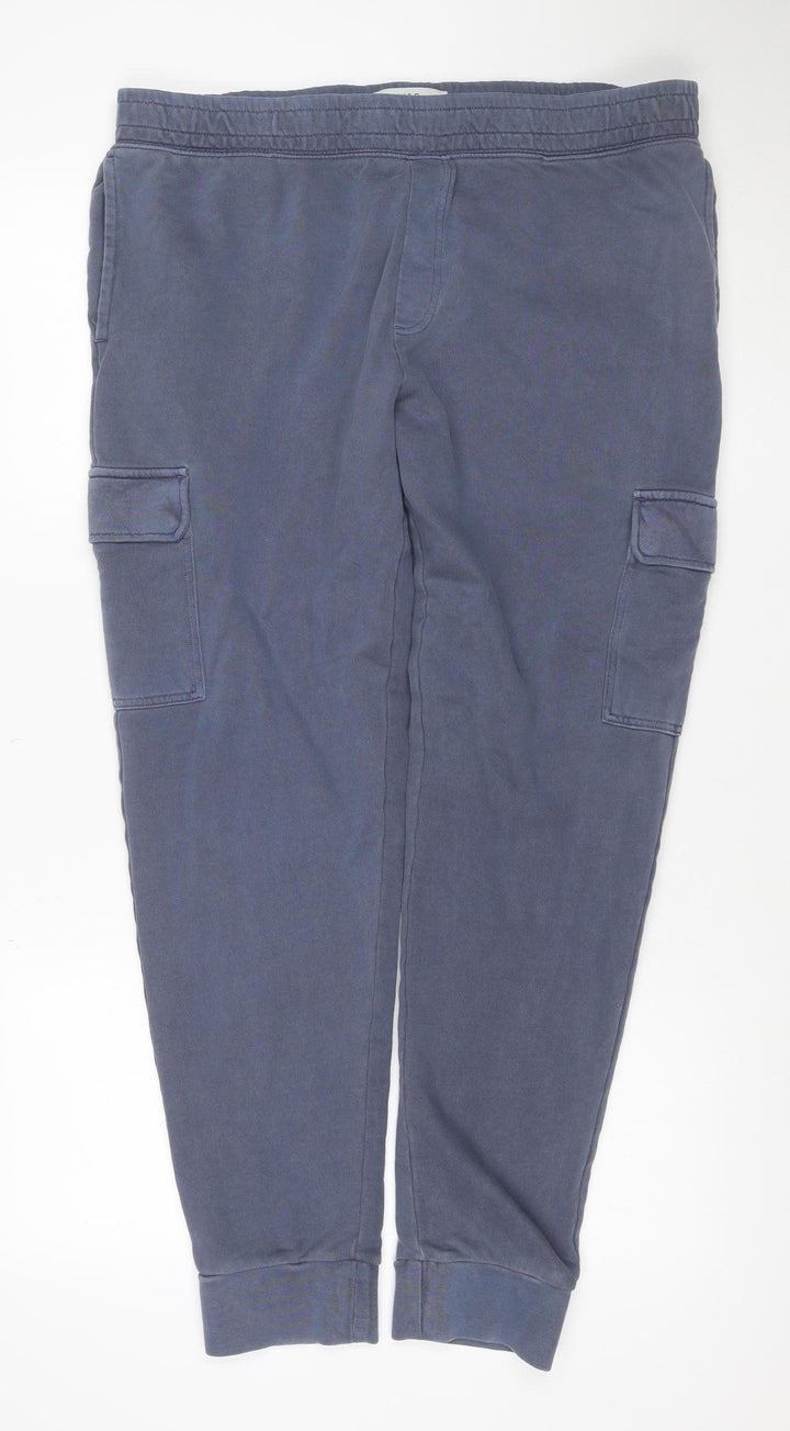 Marks and Spencer Men's Blue Regular Fit Jogger Trousers L