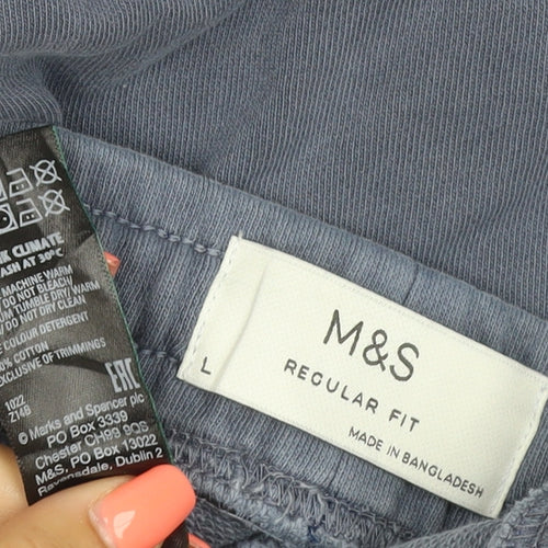 Marks and Spencer Men's Blue Regular Fit Jogger Trousers L