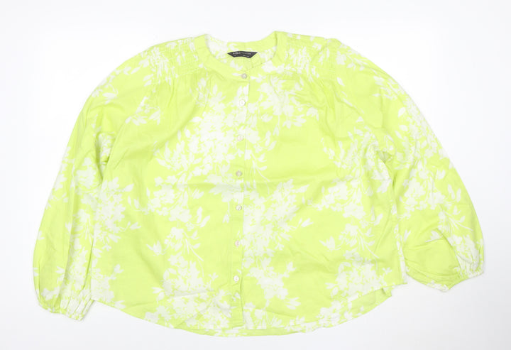 Marks and Spencer Women's Green Floral Long Sleeve Blouse Size 14