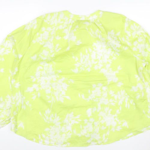 Marks and Spencer Women's Green Floral Long Sleeve Blouse Size 14